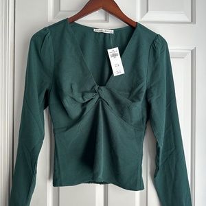 NWT Abercrombie & Fitch Size Small Long Sleeve Emerald Green Top